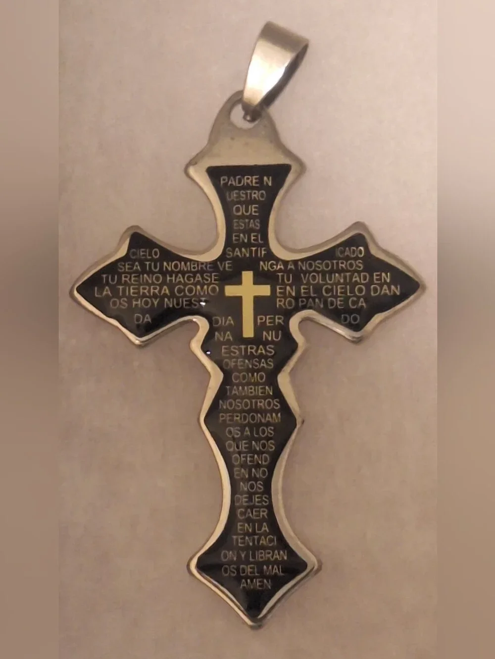 Cross Prayer Pendant in Black and Gold